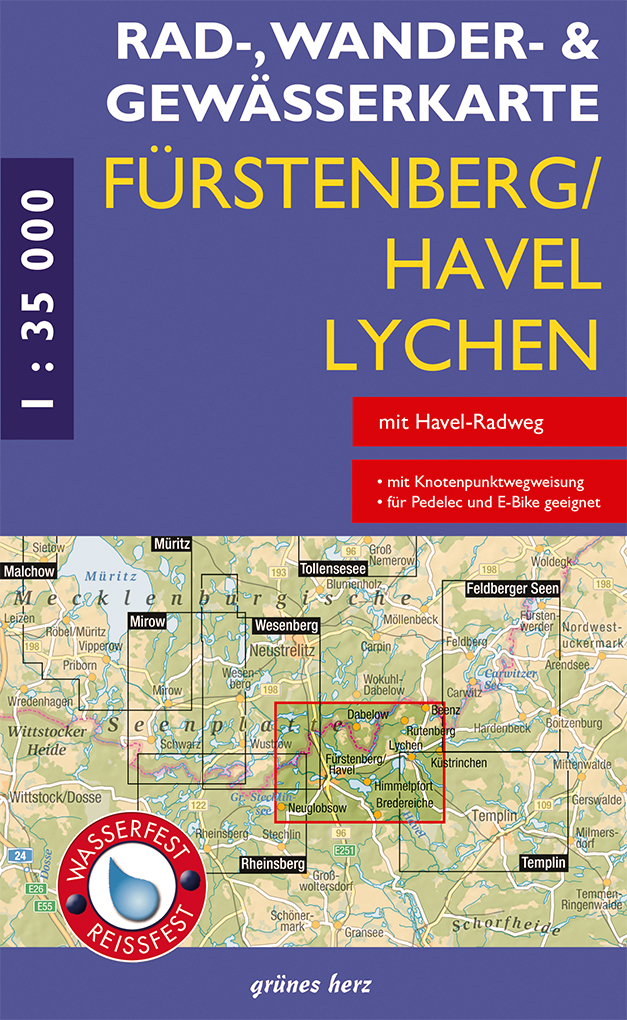 Rad-, Wander- und Gewässerkarte Fürstenberg/Havel, Lychen