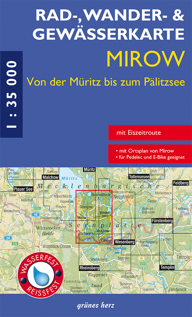 Rad-, Wander- und Gewässerkarte Mirow - von der Müritz zum Pälitzsee