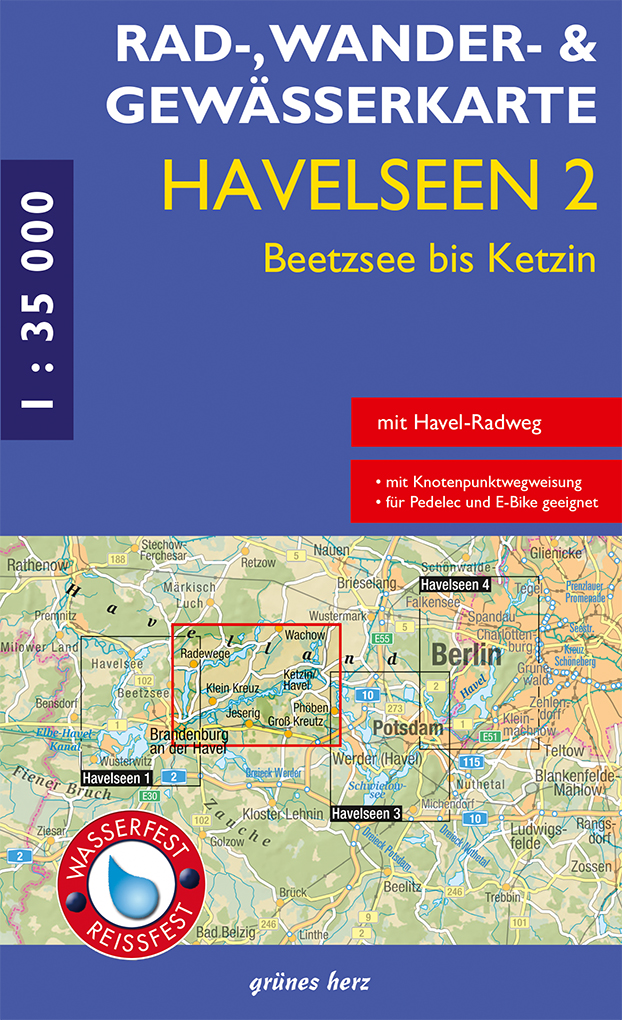 Rad-, Wander- und Gewässerkarte Havelseen 2: Beetzsee bis Ketzin