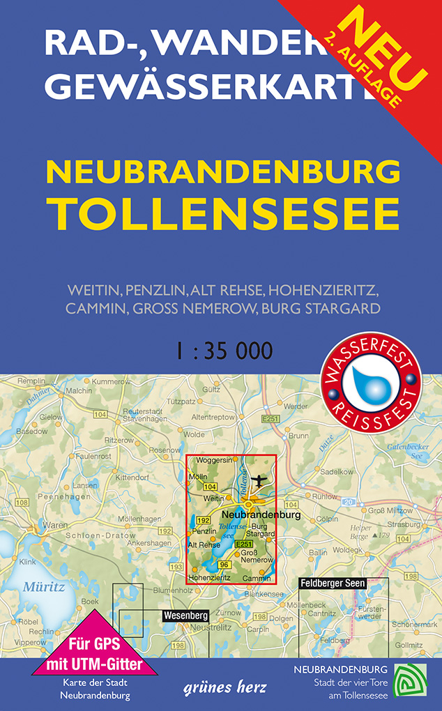 Rad-, Wander- und Gewässerkarte Neubrandenburg, Tollensesee