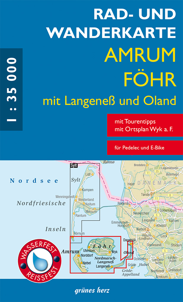 Rad- und Wanderkarte Amrum, Föhr mit Langeneß und Oland