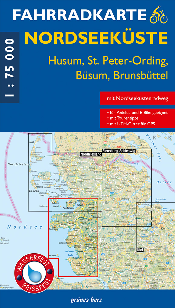 Fahrradkarte Nordseeküste - Husum, St. Peter-Ording, Büsum, Brunsbüttel