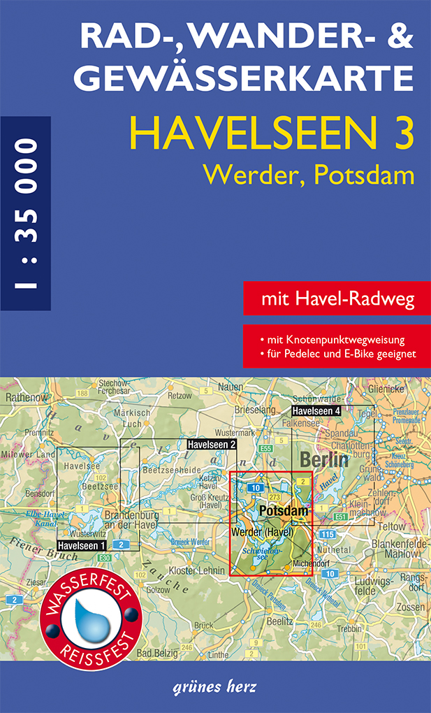 Rad-, Wander- und Gewässerkarte Havelseen 3: Werder, Potsdam